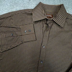 Michael Kors Men's‎ Button Down Long Sleeve Shirt Size Medium Brown Tan
